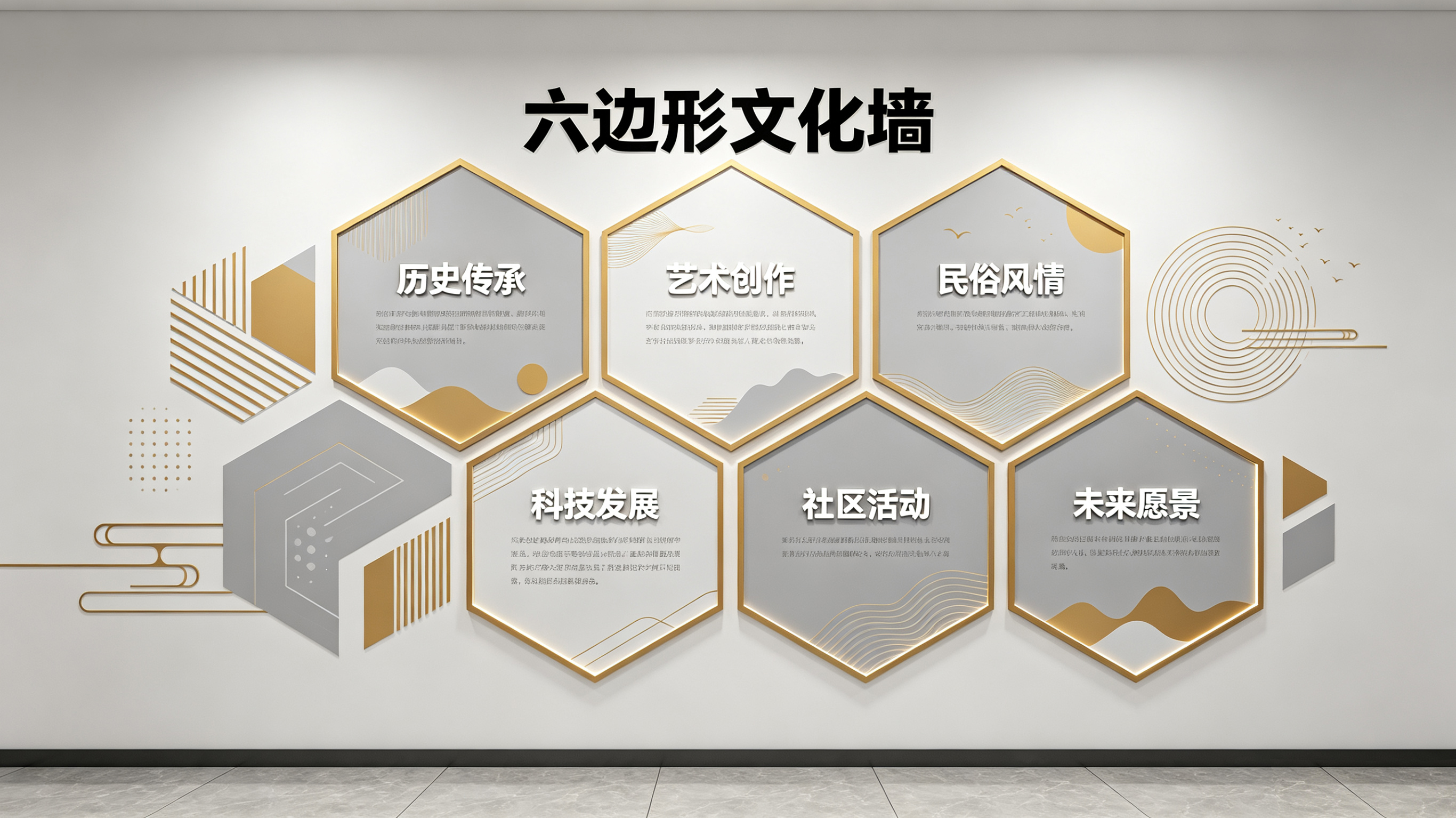 玉龙企业文化墙 | 六边形信息美学
